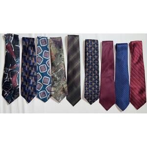 Lot of 9 Neck Ties Mix Brands & Sizes Great for Crafts Quilting Silk Rayon